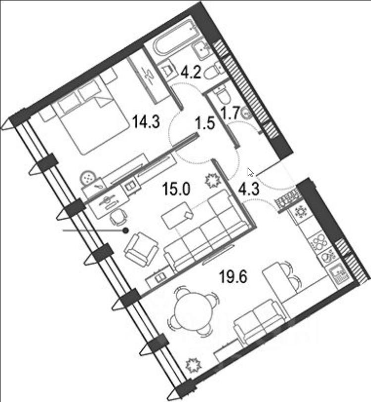 2-комнатная 61 м2 в ЖК undefined корпус null этаж 30