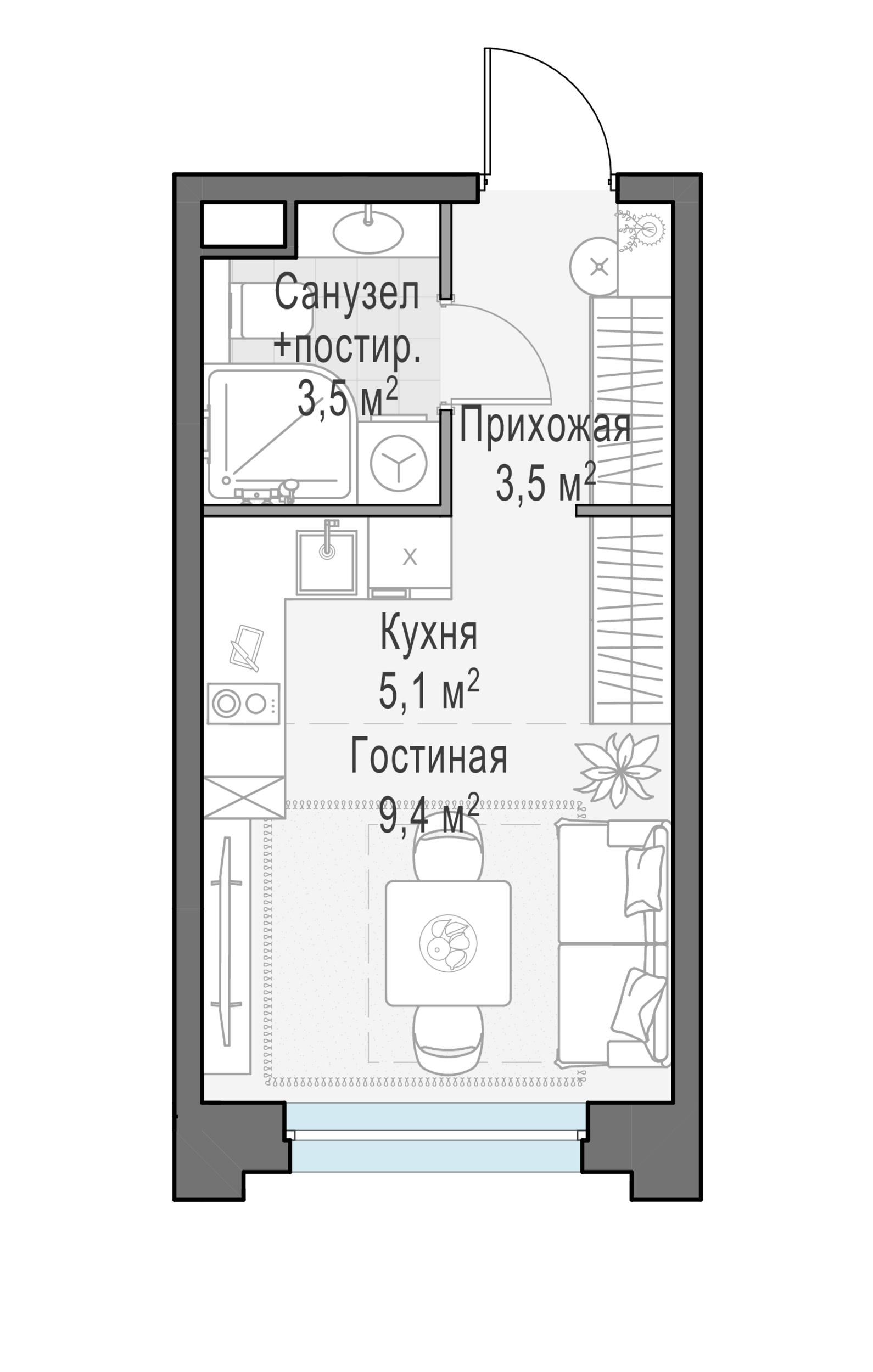 Студия 21 м2 в ЖК Жилые кварталы «Белый Град» корпус null этаж 19