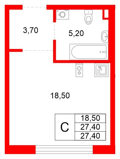 Студия 27 м2 в ЖК PLUS Пулковский корпус null этаж 1