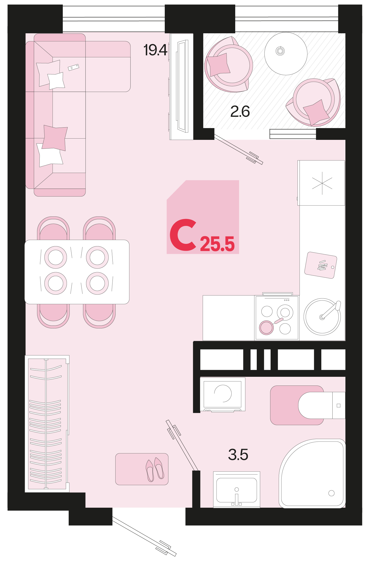 Студия 25 м2 в ЖК Первое место корпус null этаж 13