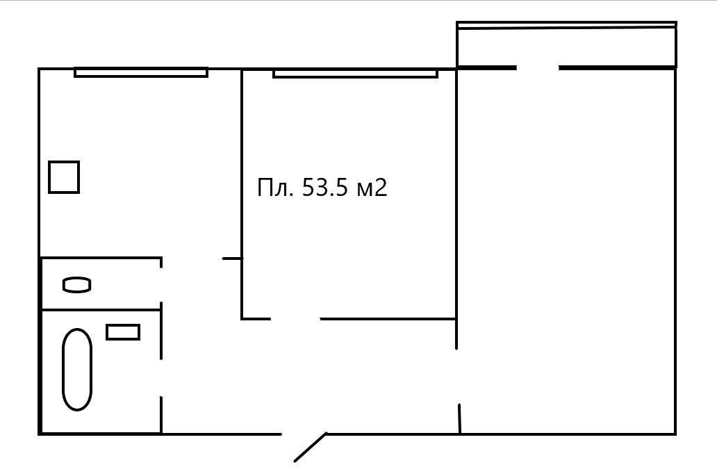2-комнатная 53.5 м2 в ЖК undefined корпус null этаж 3