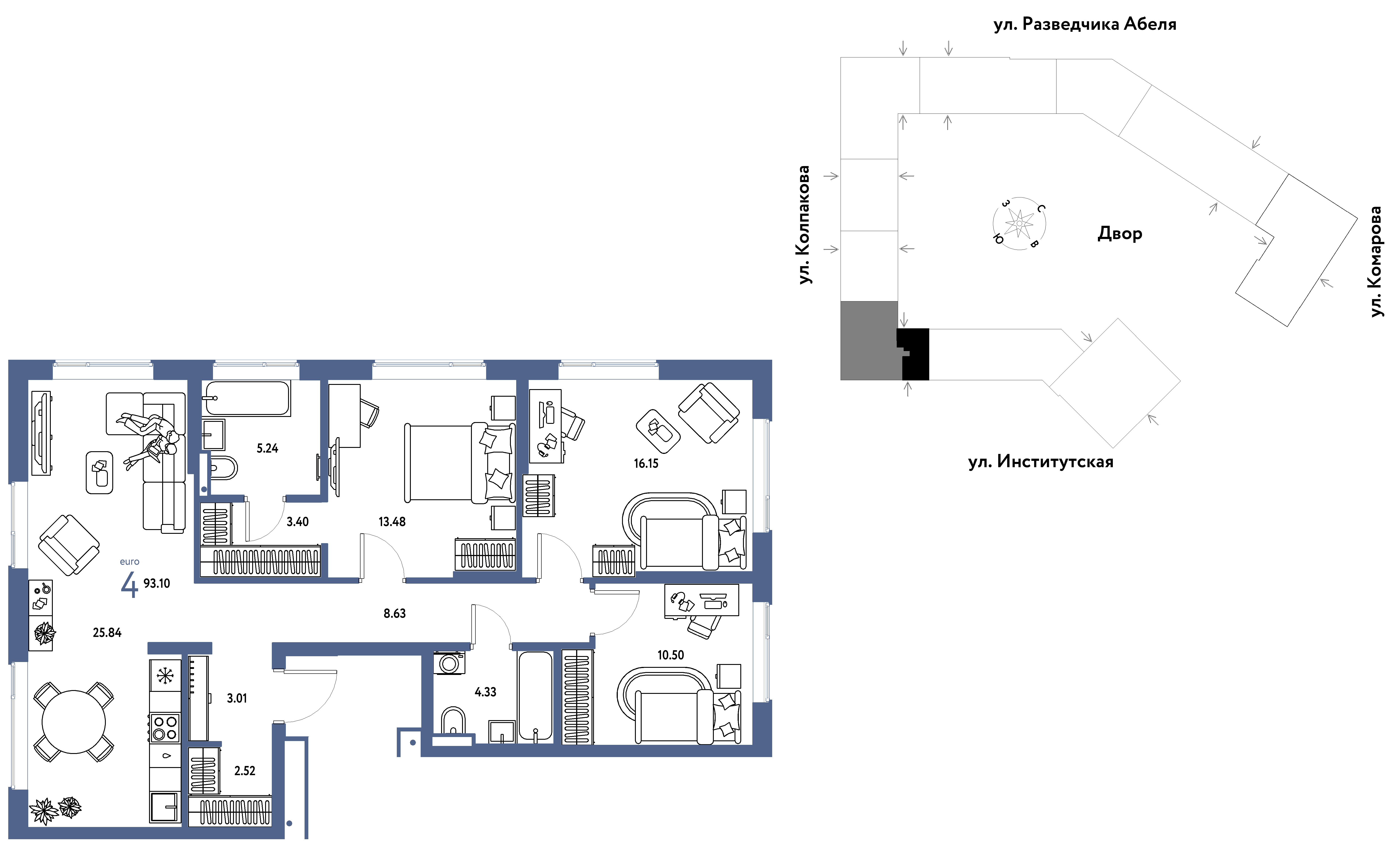 Студия 93 м2 в ЖК Страна.Парковая корпус null этаж 2