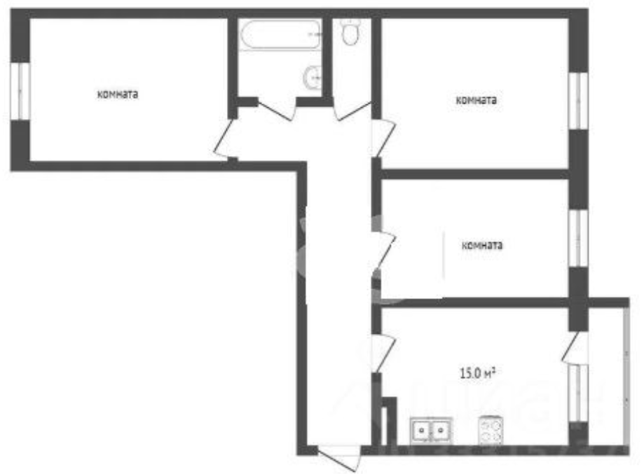 3-комнатная 81 м2 в ЖК undefined корпус null этаж 12