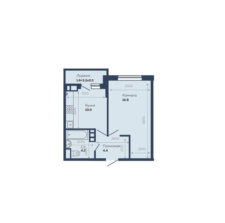 1-комнатная 37 м2 в ЖК undefined корпус null этаж 3