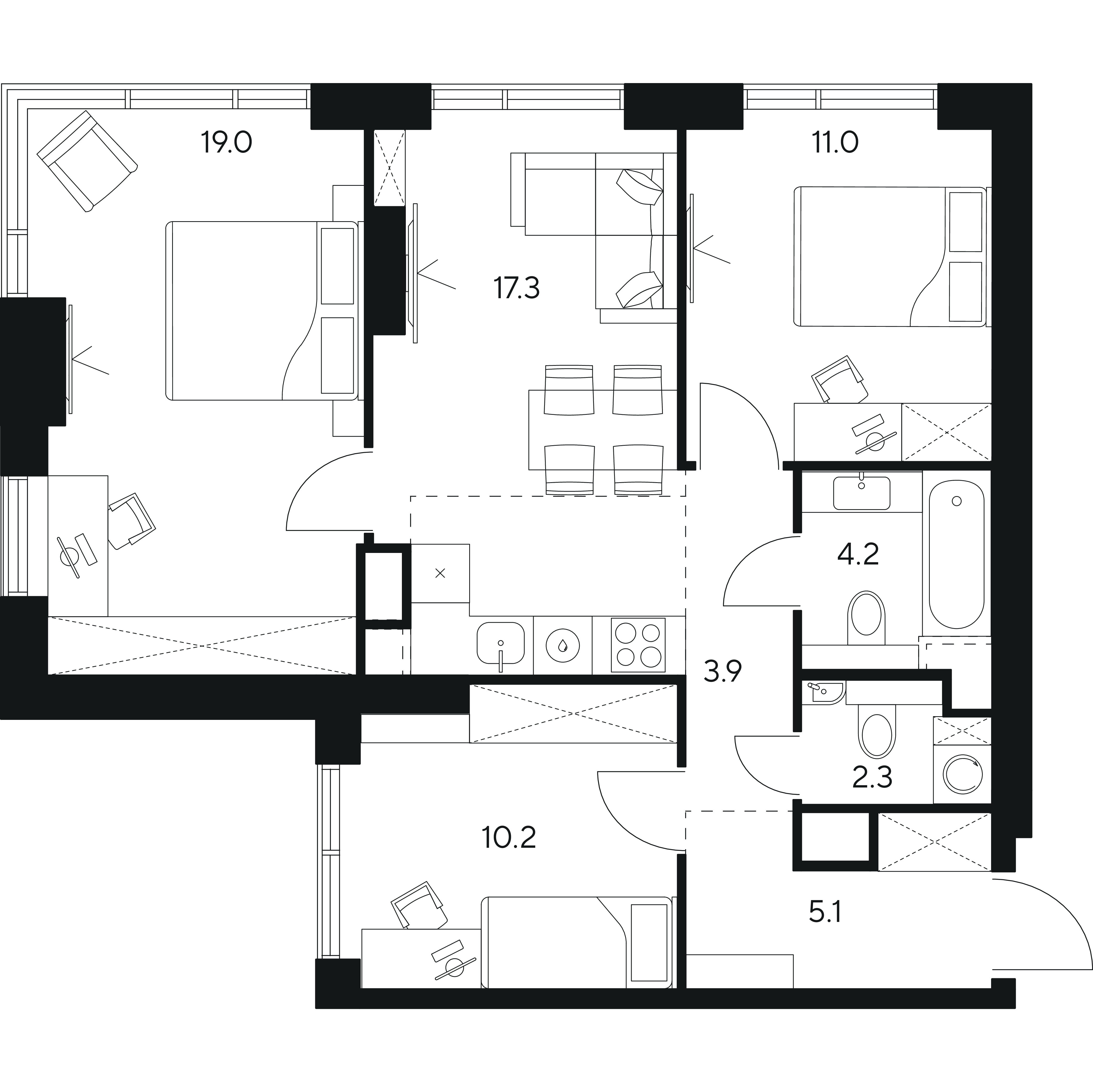Студия 73 м2 в ЖК Нексус от Аквилон корпус null этаж 13