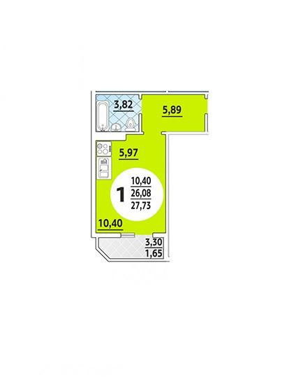 Студия 26.1 м2 в ЖК undefined корпус null этаж 9