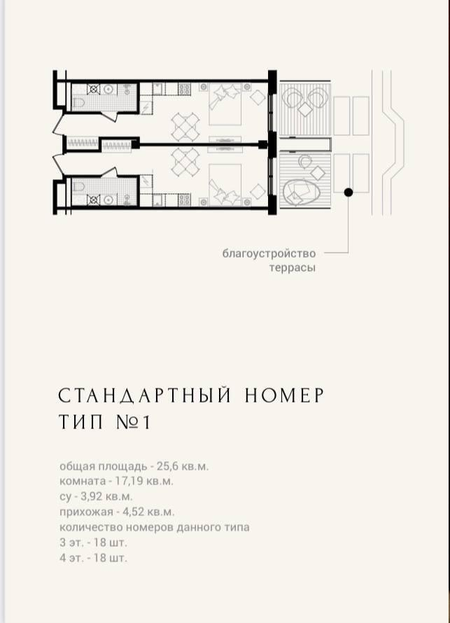 2-комнатная 26.4 м2 в ЖК undefined корпус null этаж 4