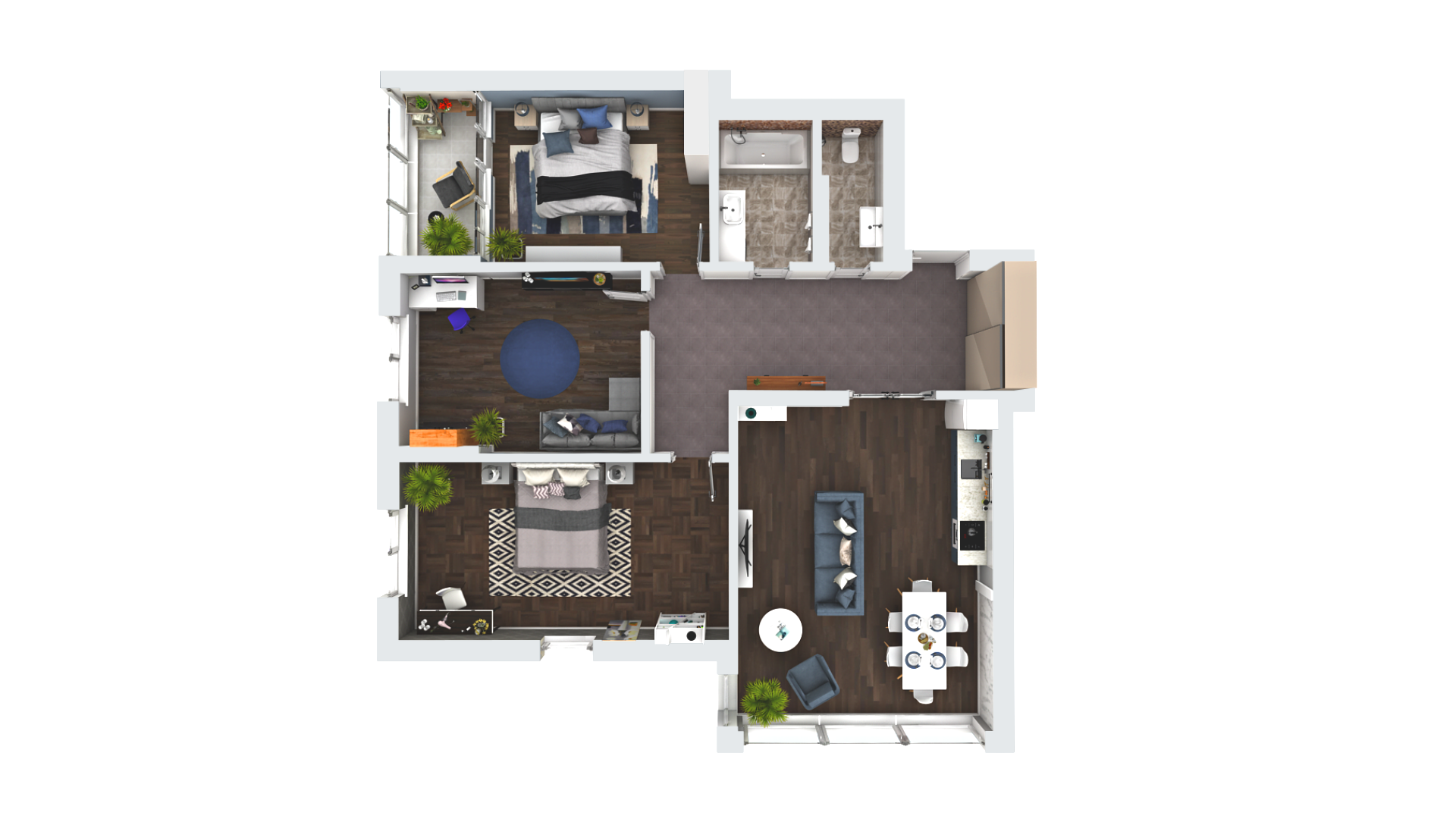 4-комнатная 86.3 м2 в ЖК undefined корпус null этаж 2