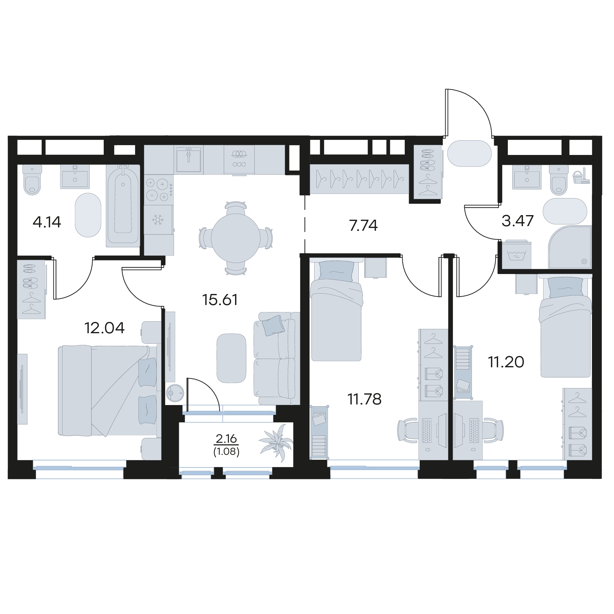 3-комнатная 67 м2 в ЖК Октябрьский корпус null этаж 12