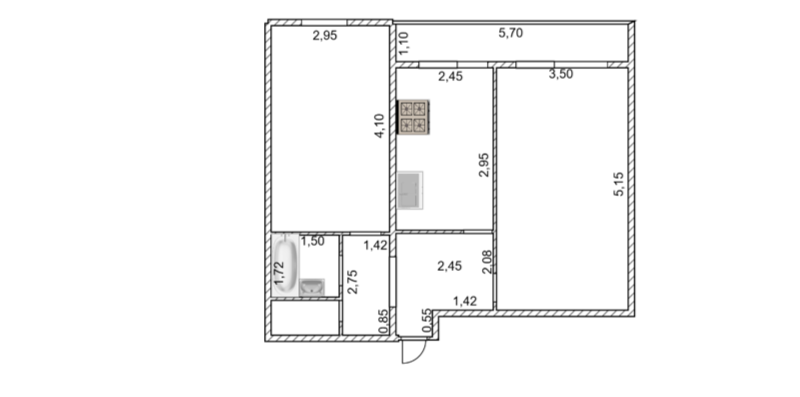 2-комнатная 50.3 м2 в ЖК undefined корпус null этаж 7