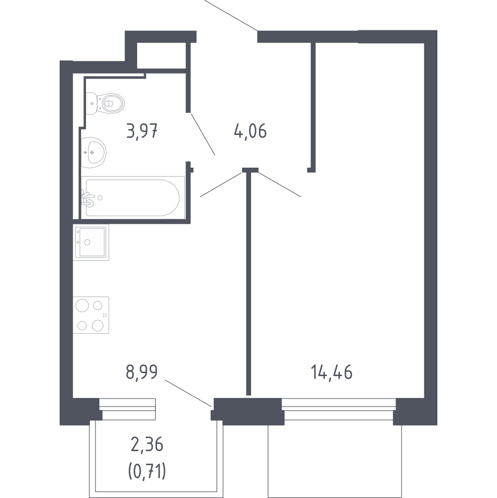 1-комнатная 32 м2 в ЖК Сердце Сахалина корпус null этаж 6