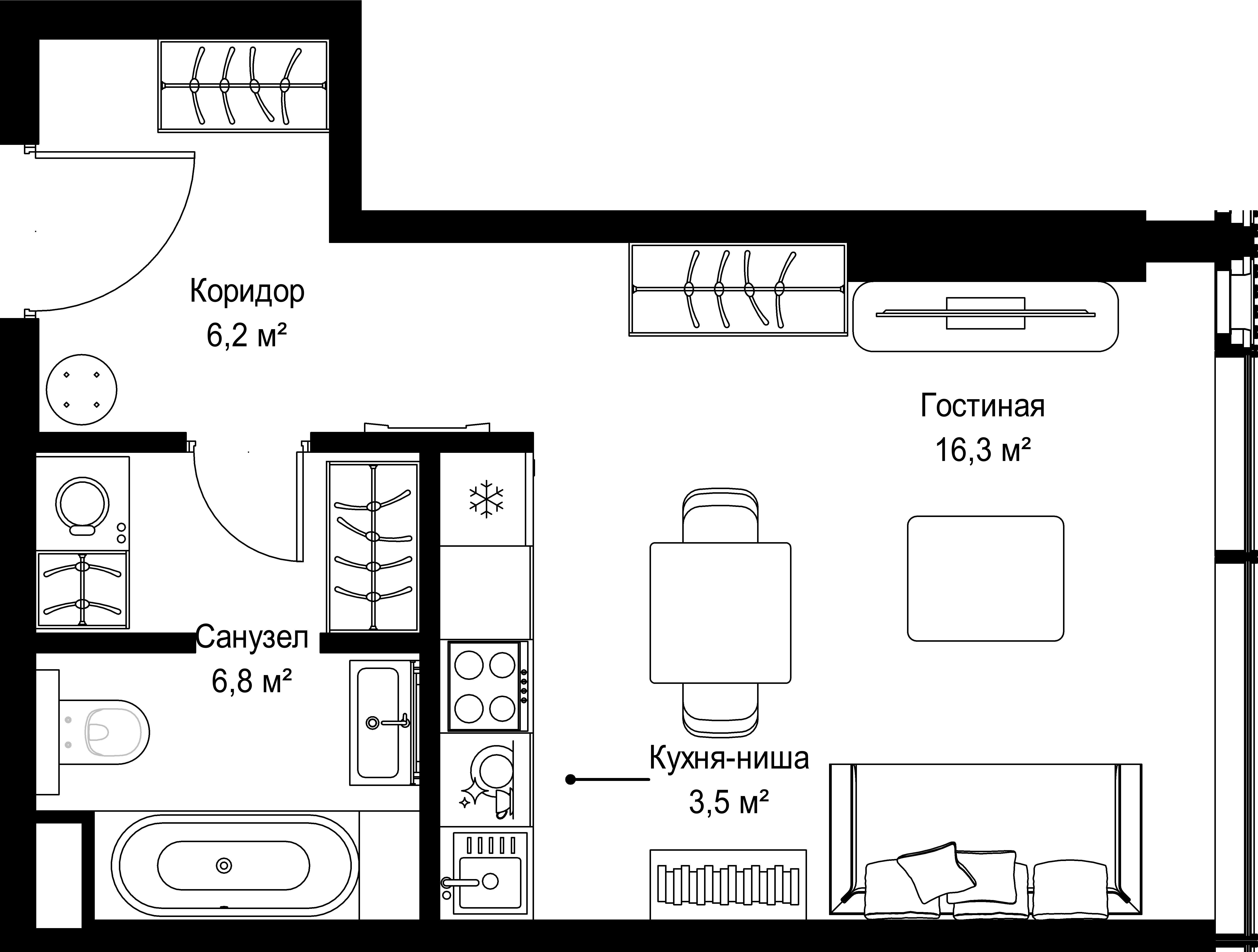 Студия 32 м2 в ЖК СЛАВА корпус null этаж 8