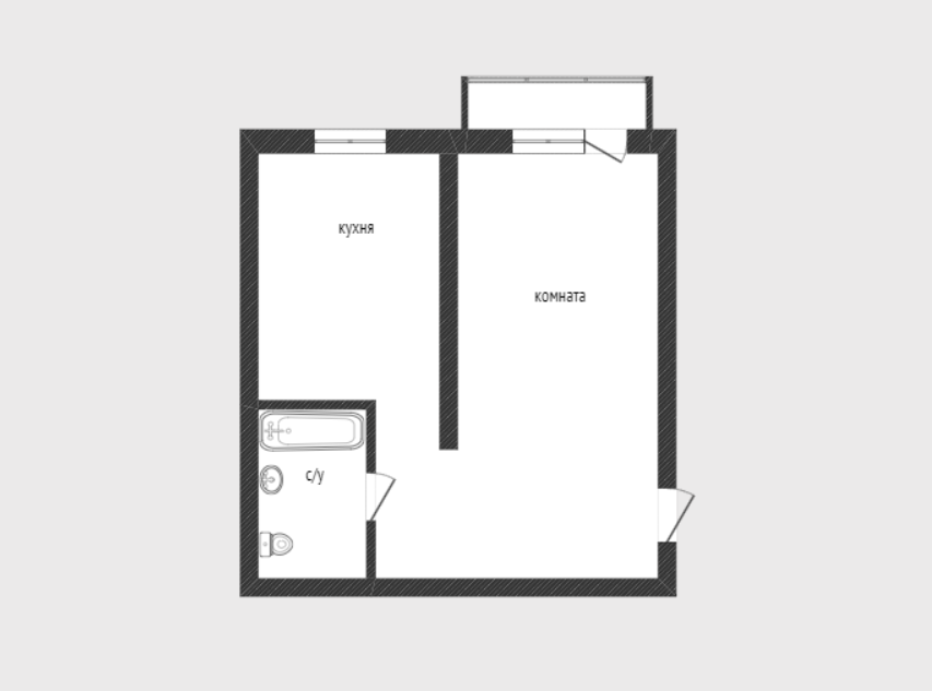 1-комнатная 30.4 м2 в ЖК undefined корпус null этаж 1