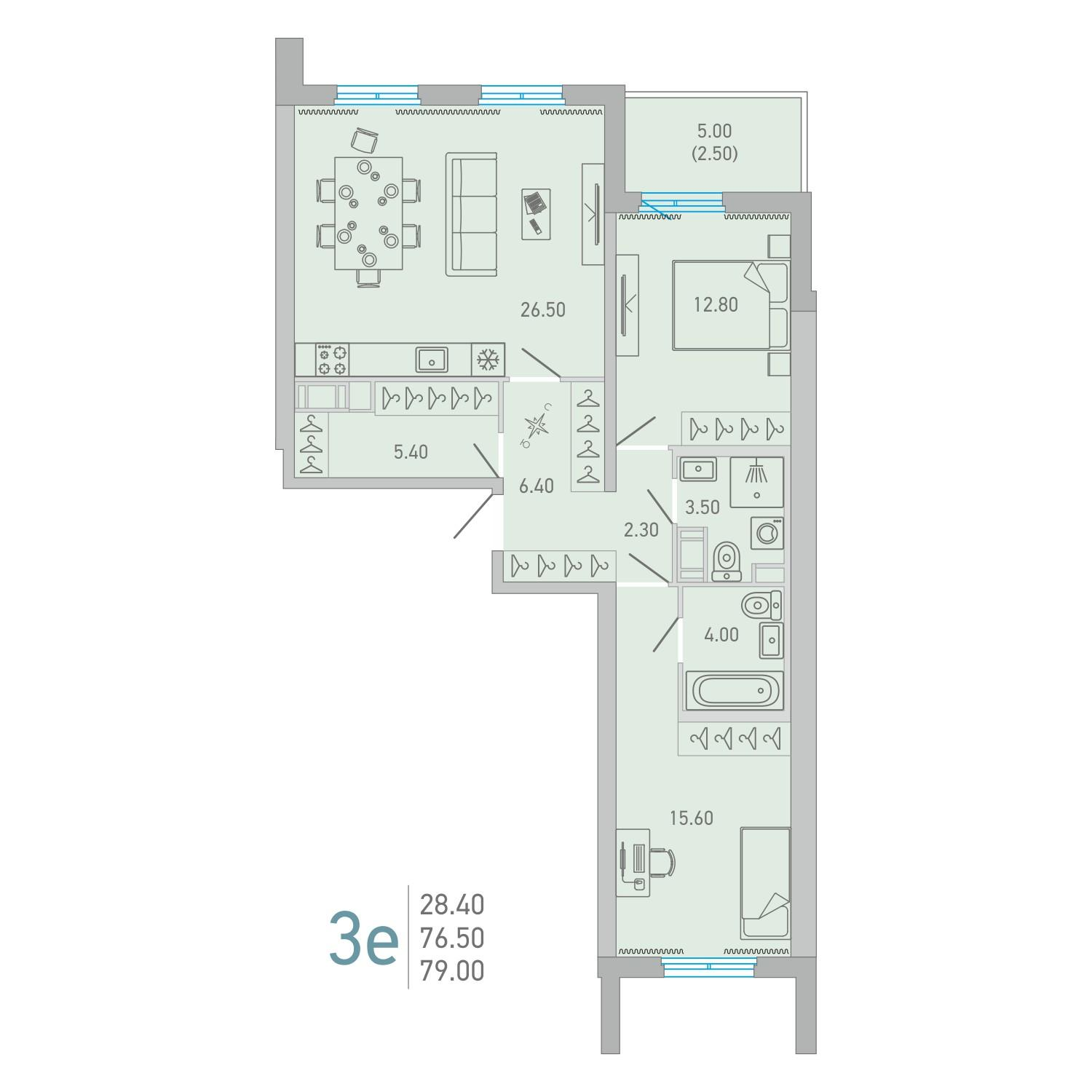2-комнатная 79 м2 в ЖК LOVO корпус null этаж 12