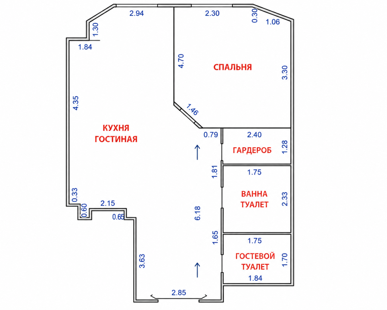 2-комнатная 56.1 м2 в ЖК undefined корпус null этаж 14