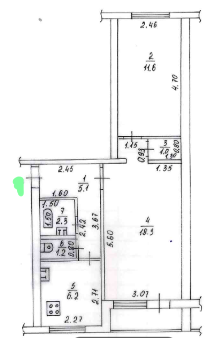 2-комнатная 45.7 м2 в ЖК undefined корпус null этаж 4