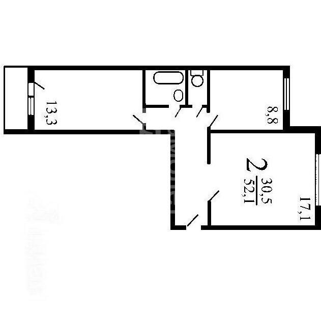 2-комнатная 52.4 м2 в ЖК undefined корпус null этаж 8