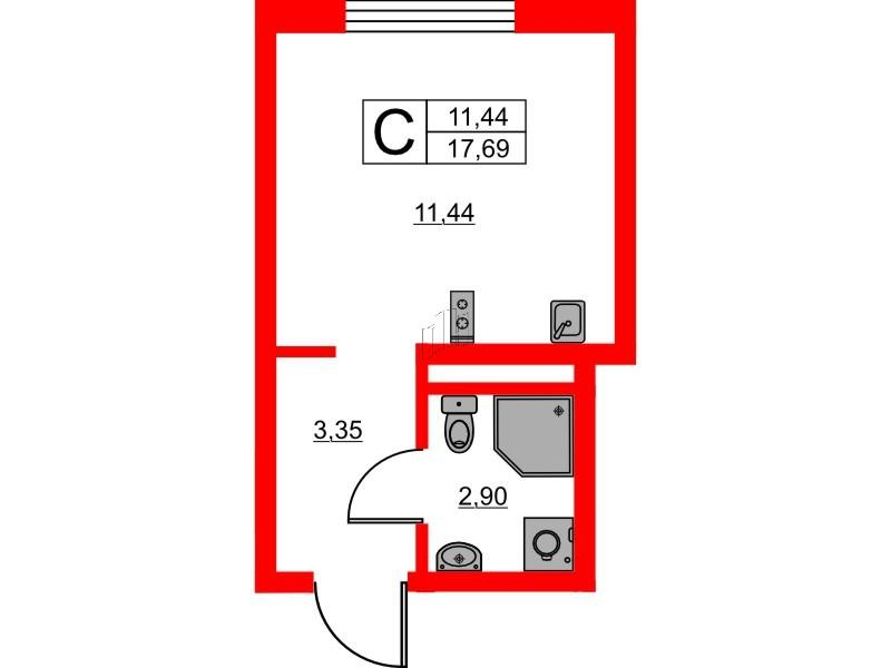 Студия 17 м2 в ЖК Avenue Apart Пулково корпус null этаж 6