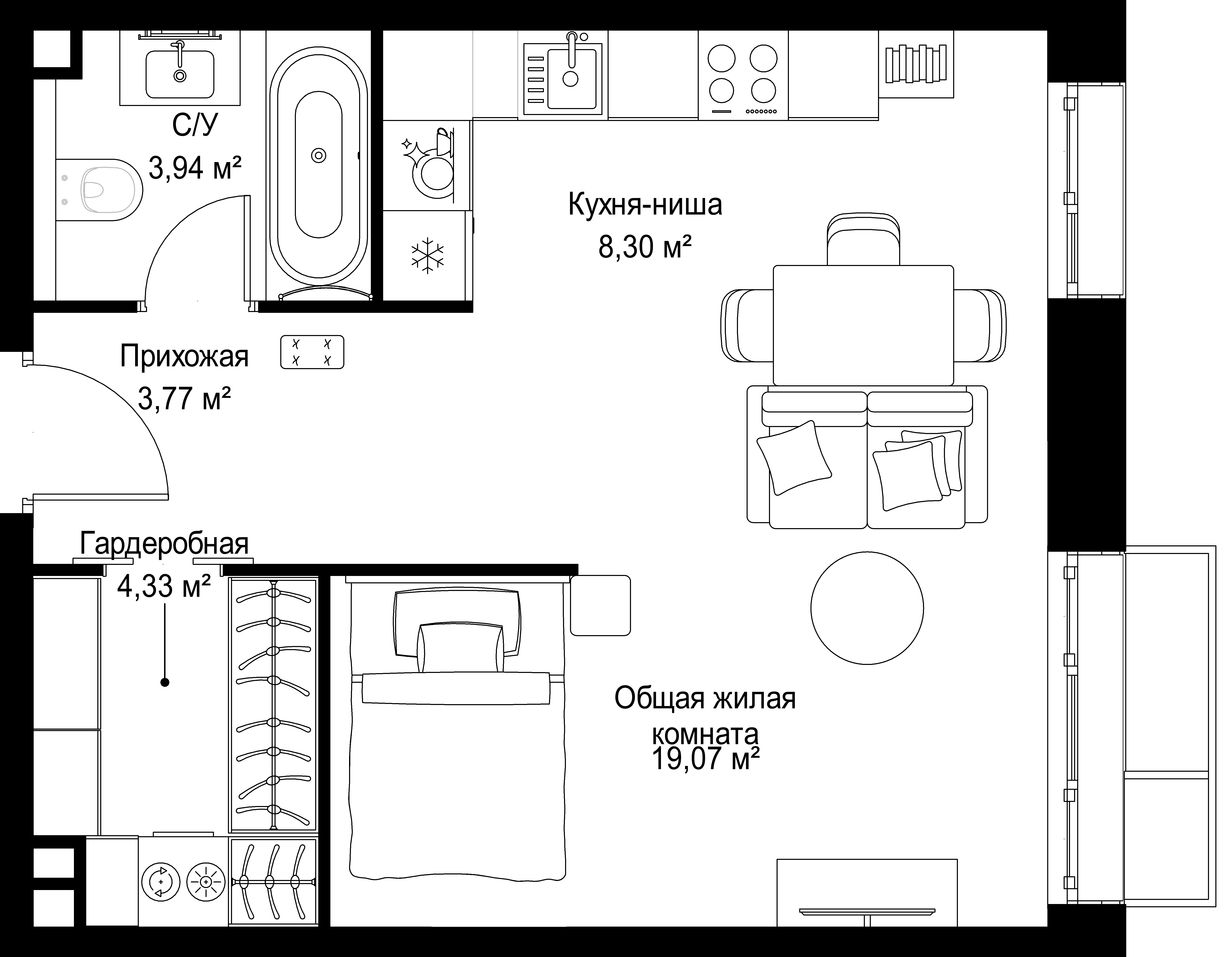 Студия 39 м2 в ЖК МЫС корпус null этаж 4