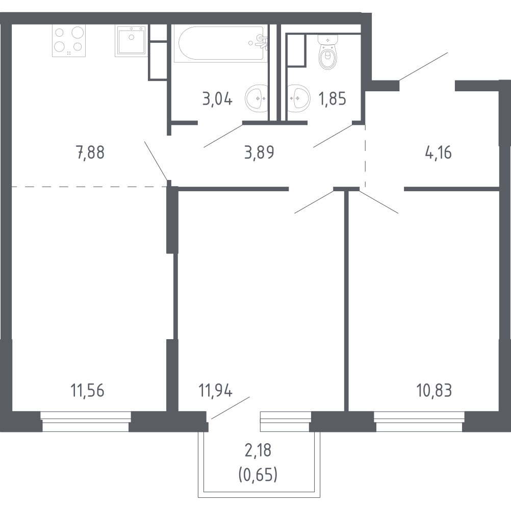 Студия 55 м2 в ЖК Чаркова 72 корпус null этаж 3