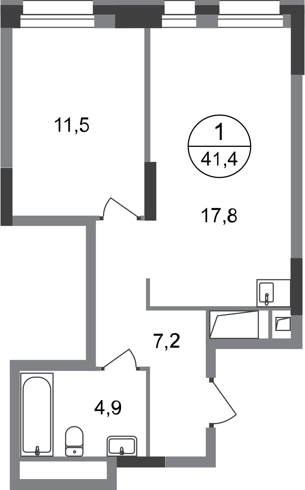 1-комнатная 41 м2 в ЖК Первый Московский корпус null этаж 10