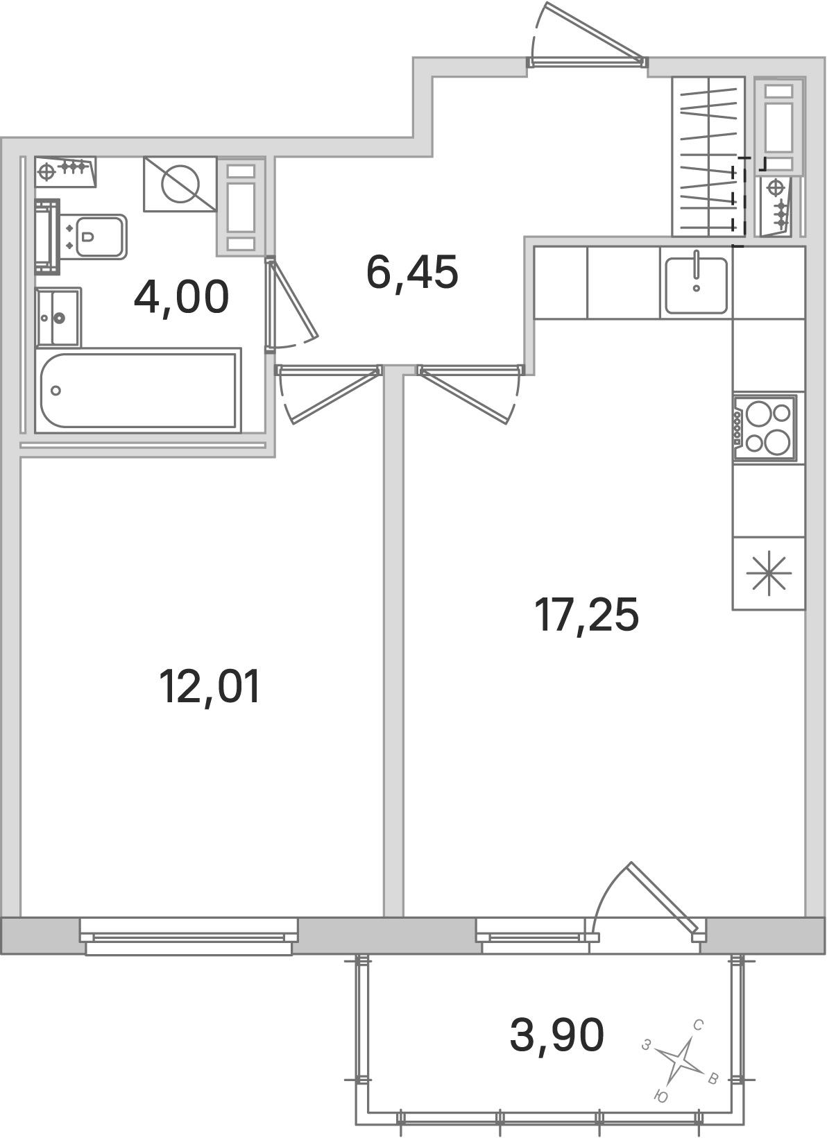 1-комнатная 40 м2 в ЖК Любоград корпус null этаж 3
