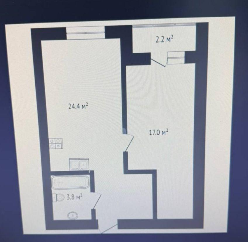 1-комнатная 45.2 м2 в ЖК undefined корпус null этаж 16