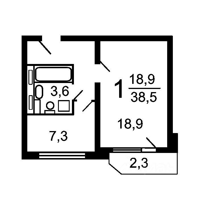 1-комнатная 38.5 м2 в ЖК undefined корпус null этаж 9