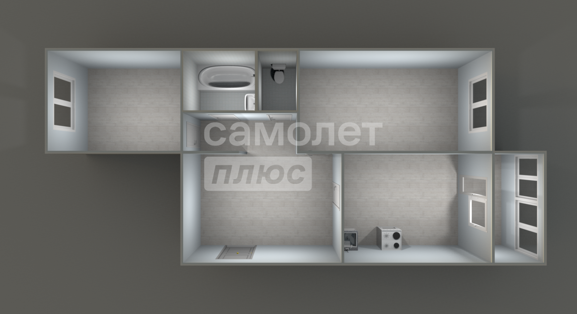 2-комнатная 53.5 м2 в ЖК undefined корпус null этаж 3