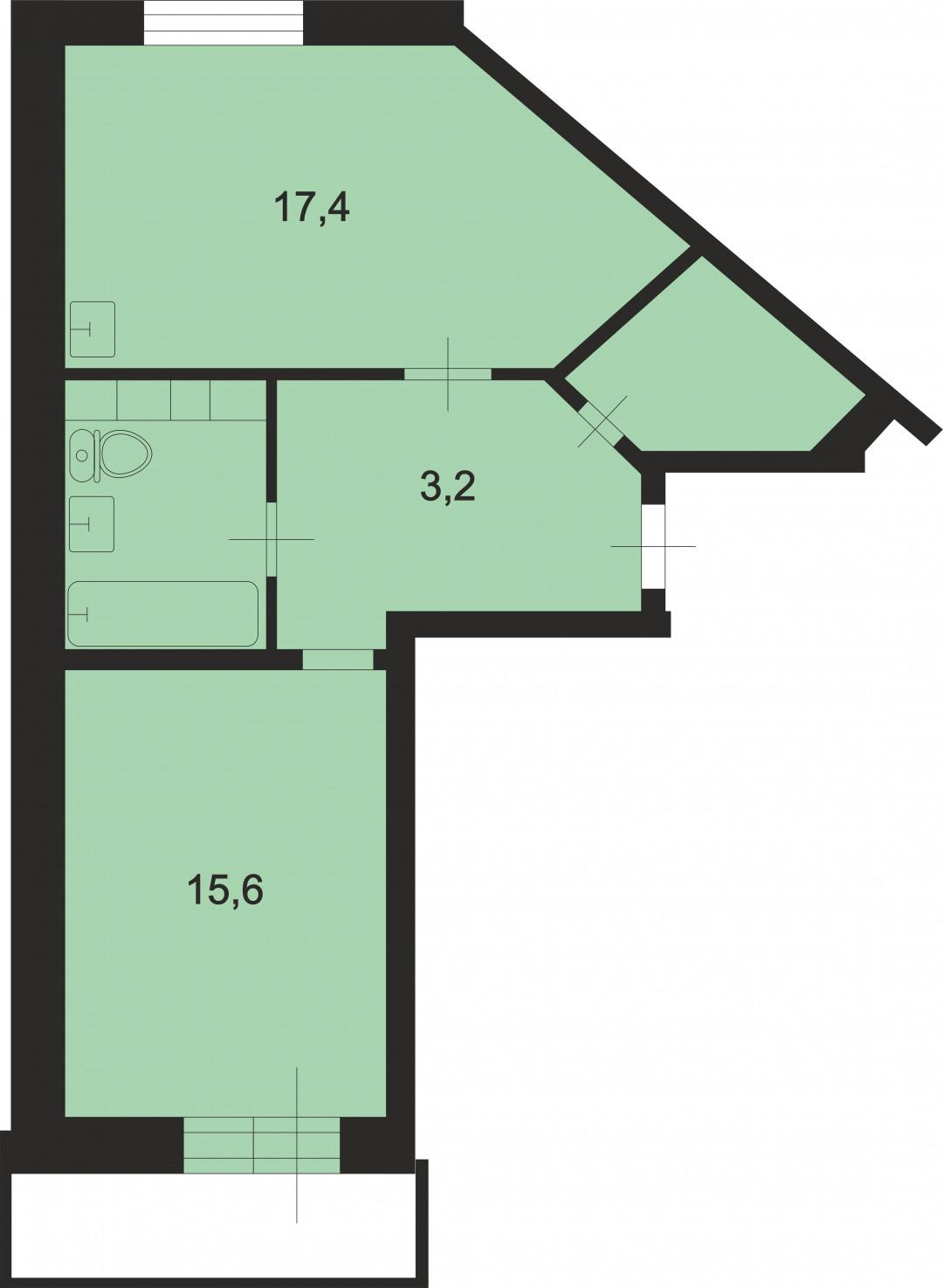 1-комнатная 49 м2 в ЖК undefined корпус null этаж 6