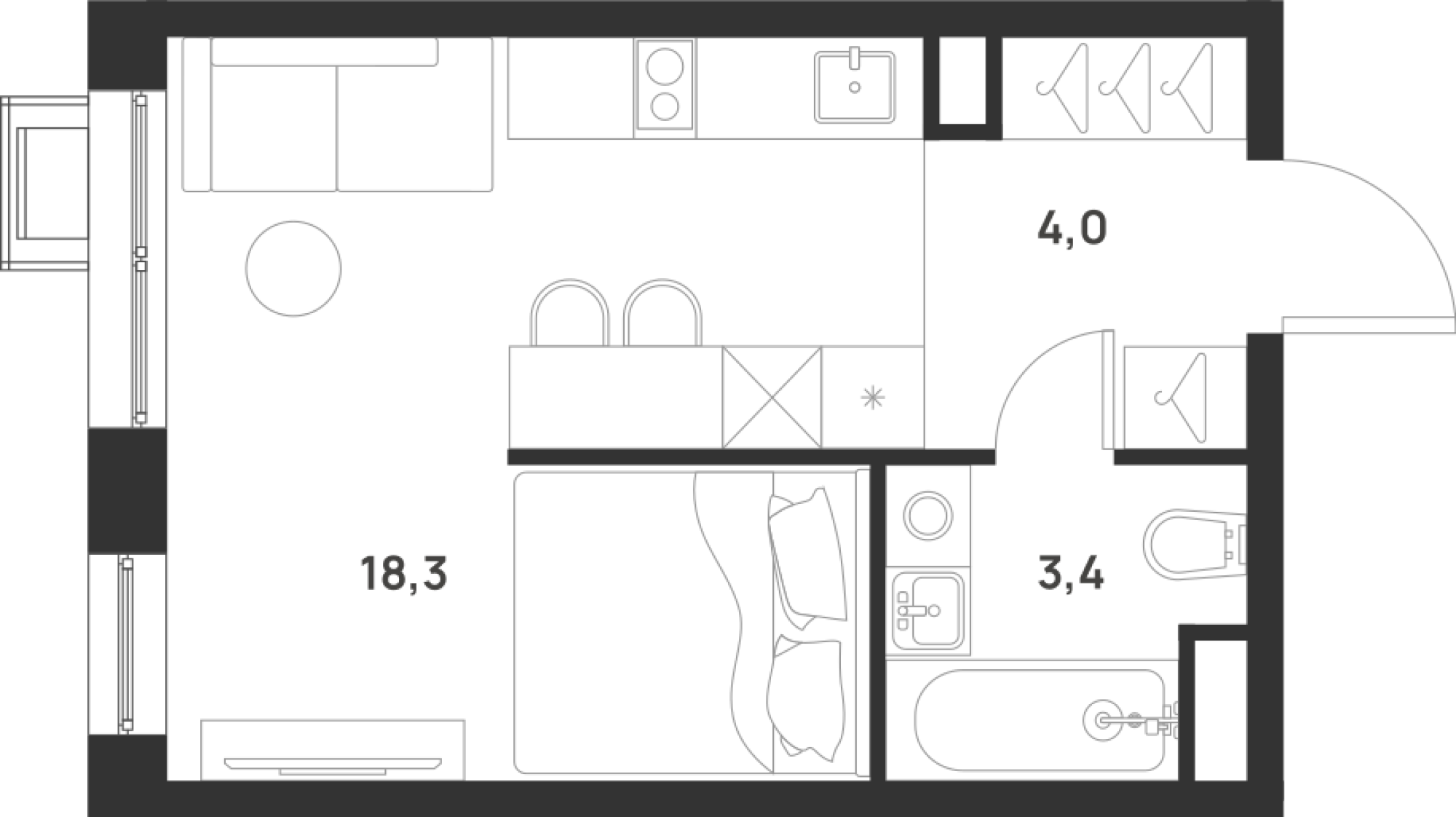 Студия 25 м2 в ЖК Foreville корпус null этаж 5