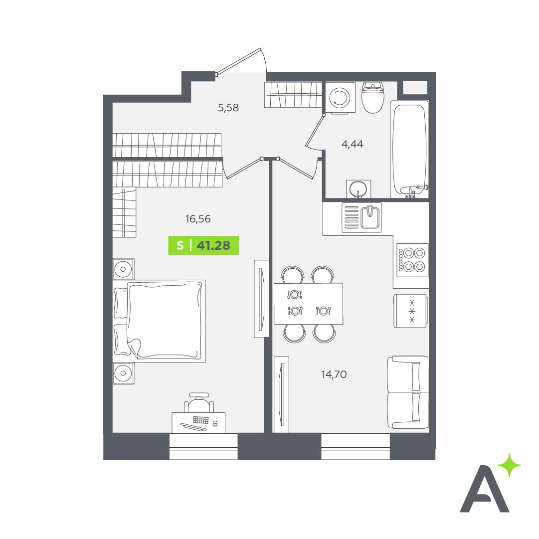 Студия 40 м2 в ЖК Аквилон STORIES корпус null этаж 1