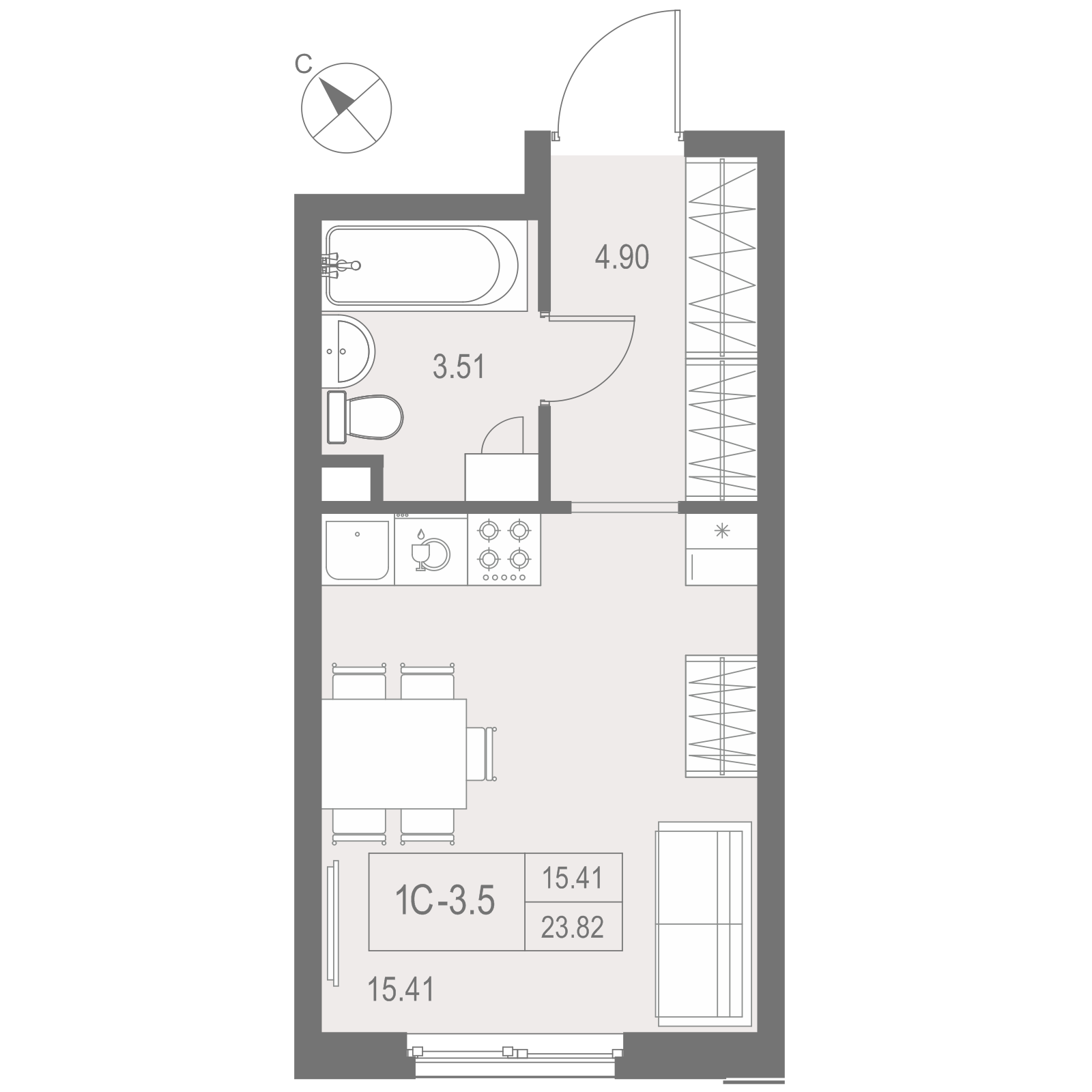 Студия 23 м2 в ЖК  Zoom на Неве корпус null этаж 6