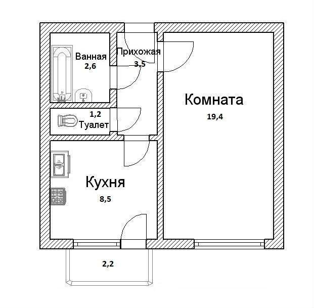 1-комнатная 35 м2 в ЖК undefined корпус null этаж 1