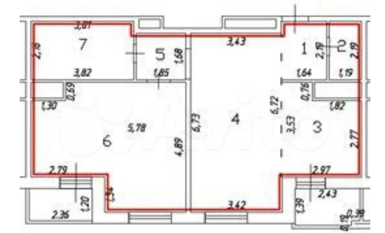 2-комнатная 76.6 м2 в ЖК undefined корпус null этаж 6