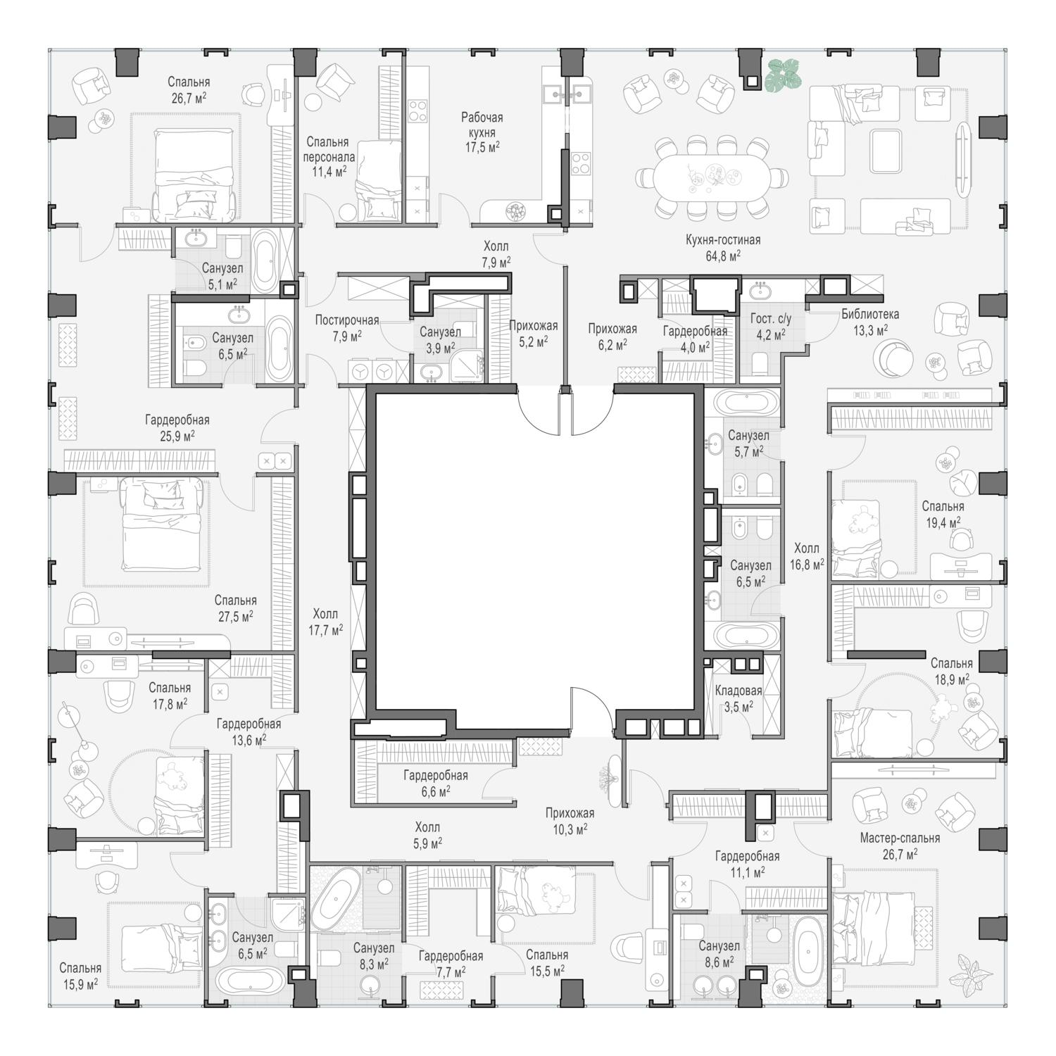3-комнатная 480 м2 в ЖК Роскошный квартал LIFE TIME корпус null этаж 15