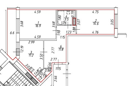 2-комнатная 59.8 м2 в ЖК undefined корпус null этаж 6