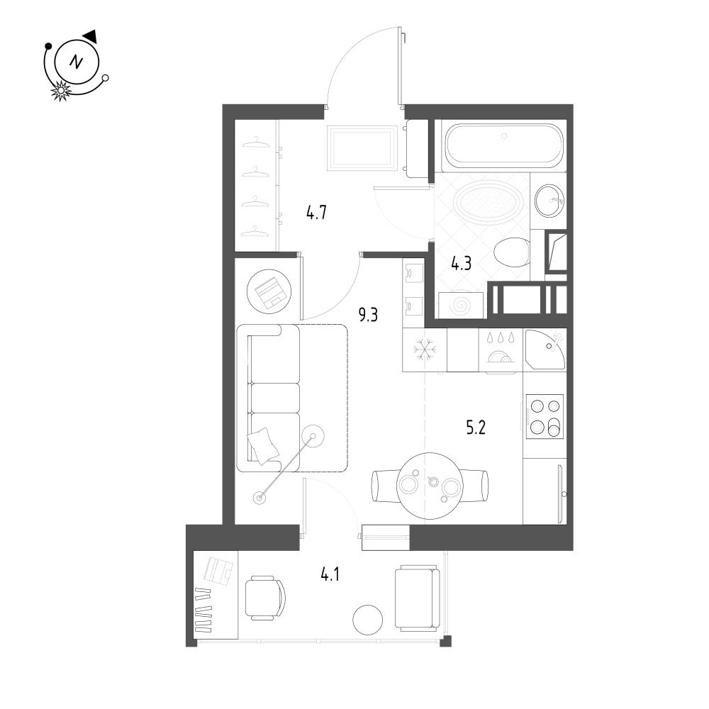 Студия 24 м2 в ЖК Монография корпус null этаж 12