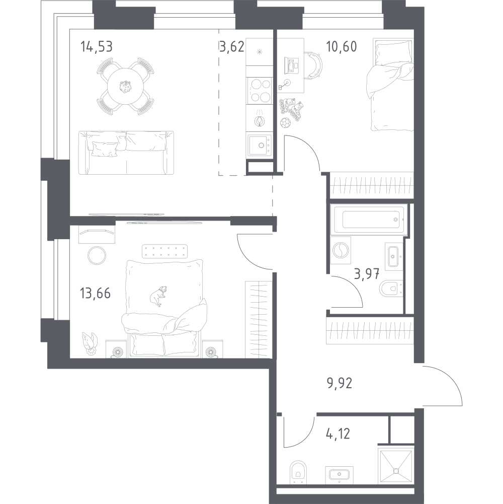Студия 60 м2 в ЖК Верейская 41 корпус null этаж 4