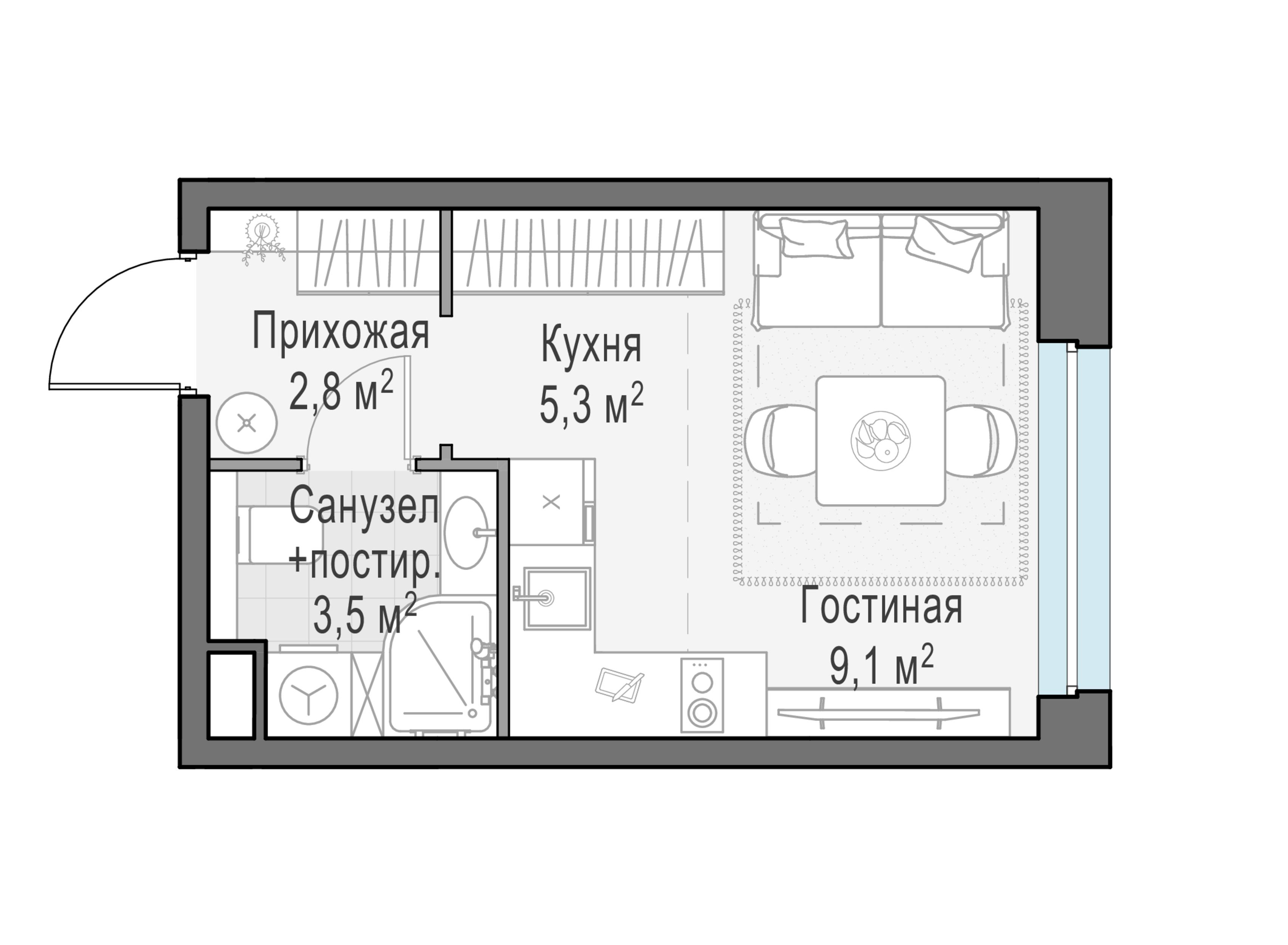 Студия 20 м2 в ЖК Жилые кварталы «Белый Град» корпус null этаж 16