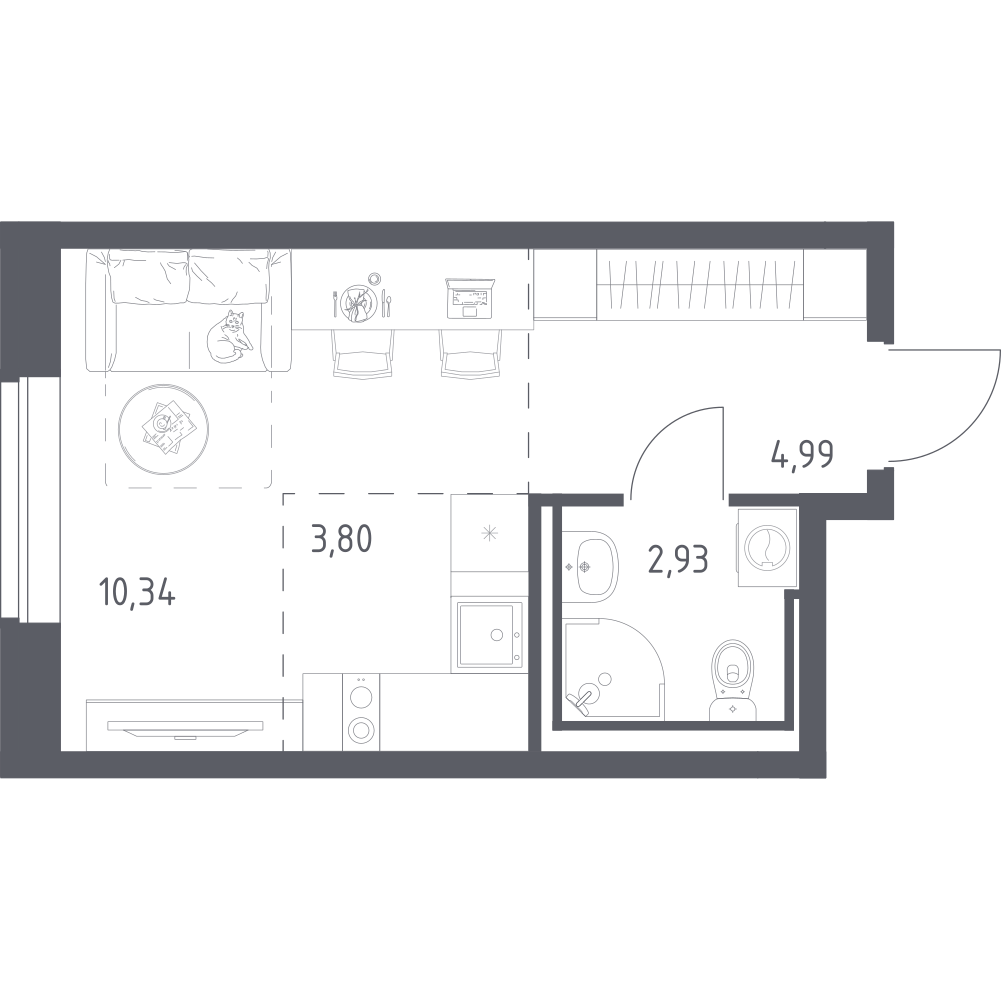 Студия 22 м2 в ЖК Живи! В Рыбацком корпус null этаж 4