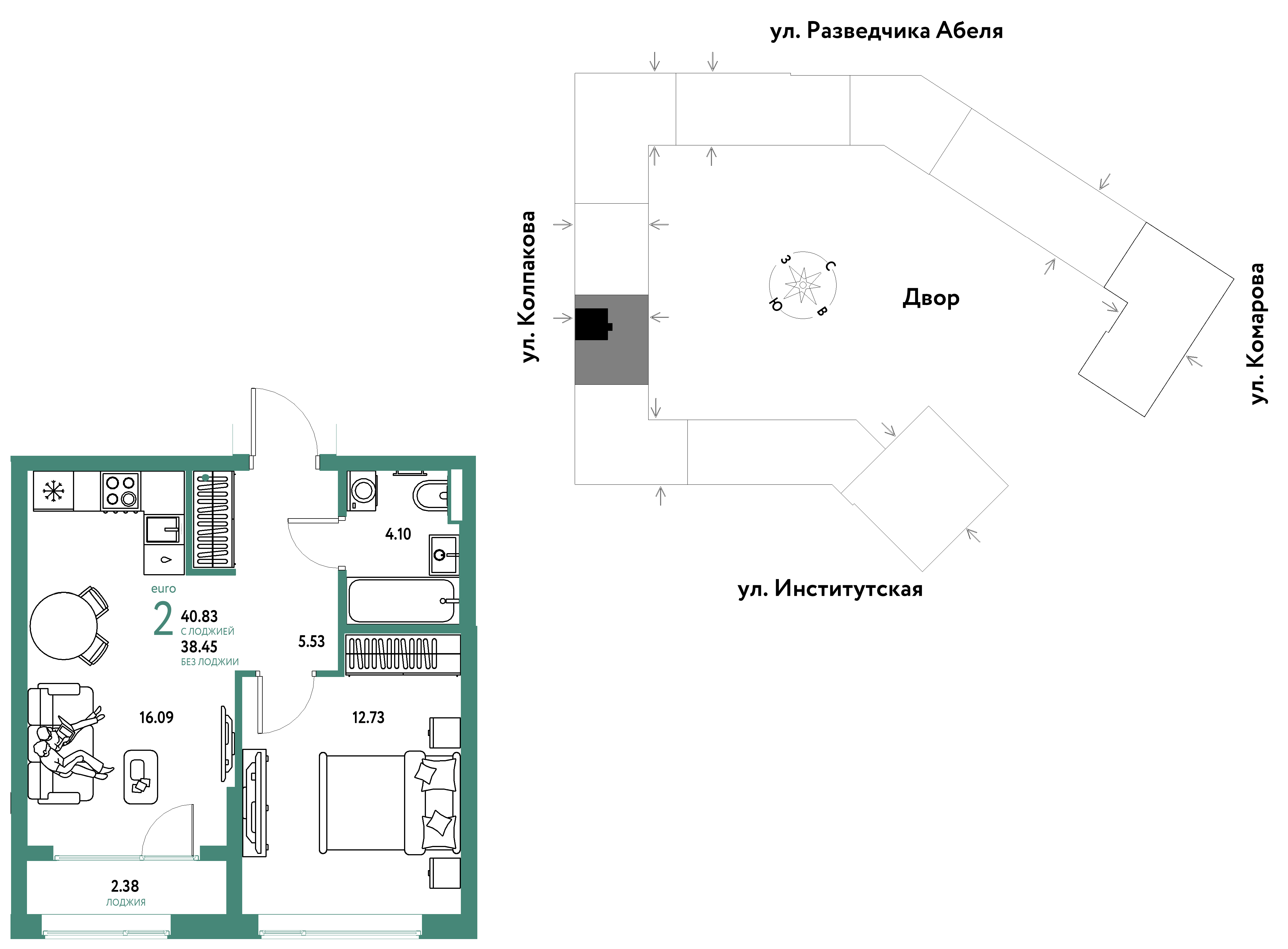 Студия 40 м2 в ЖК Страна.Парковая корпус null этаж 7