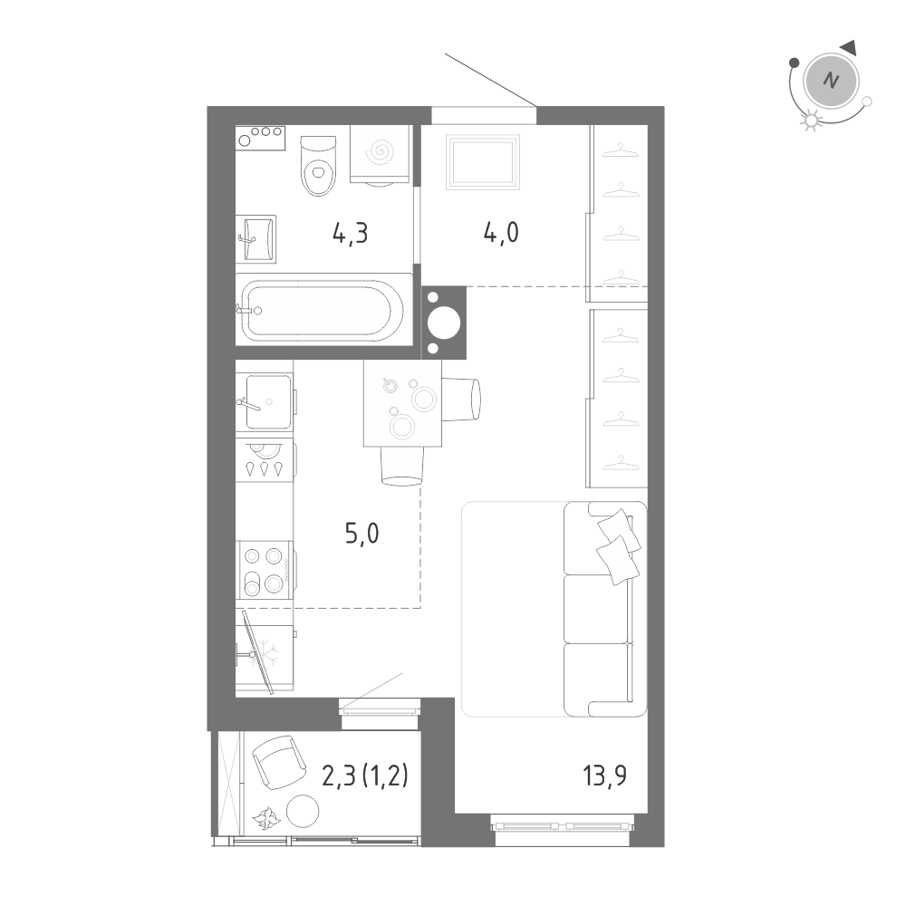 Студия 28 м2 в ЖК Клюква.Парк корпус null этаж 10