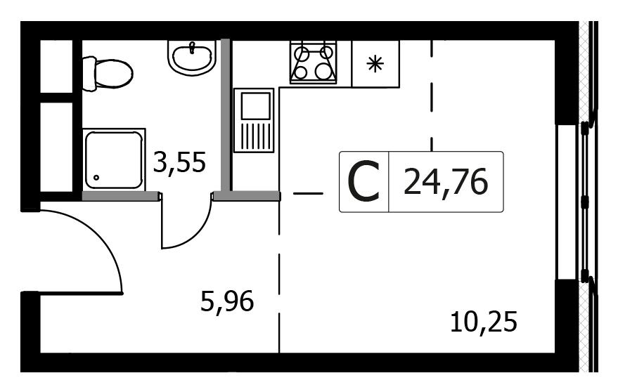 Студия 24 м2 в ЖК Городские Истории корпус null этаж 14