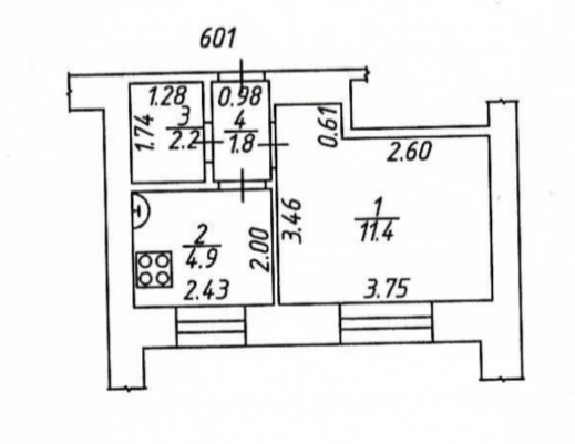 1-комнатная 20.3 м2 в ЖК undefined корпус null этаж 6