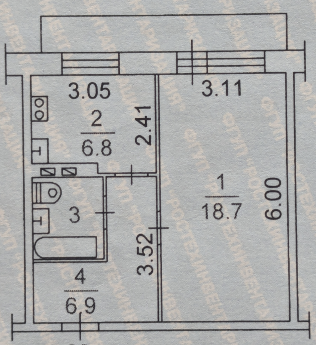 1-комнатная 35.8 м2 в ЖК undefined корпус null этаж 6