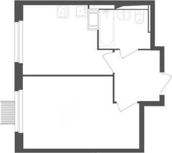 1-комнатная 33.8 м2 в ЖК undefined корпус null этаж 4