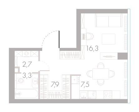 Студия 37 м2 в ЖК River Park Towers Кутузовский корпус null этаж 5