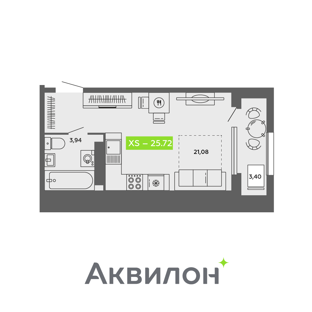 Студия 25 м2 в ЖК Аквилон CITY Towers корпус null этаж 9