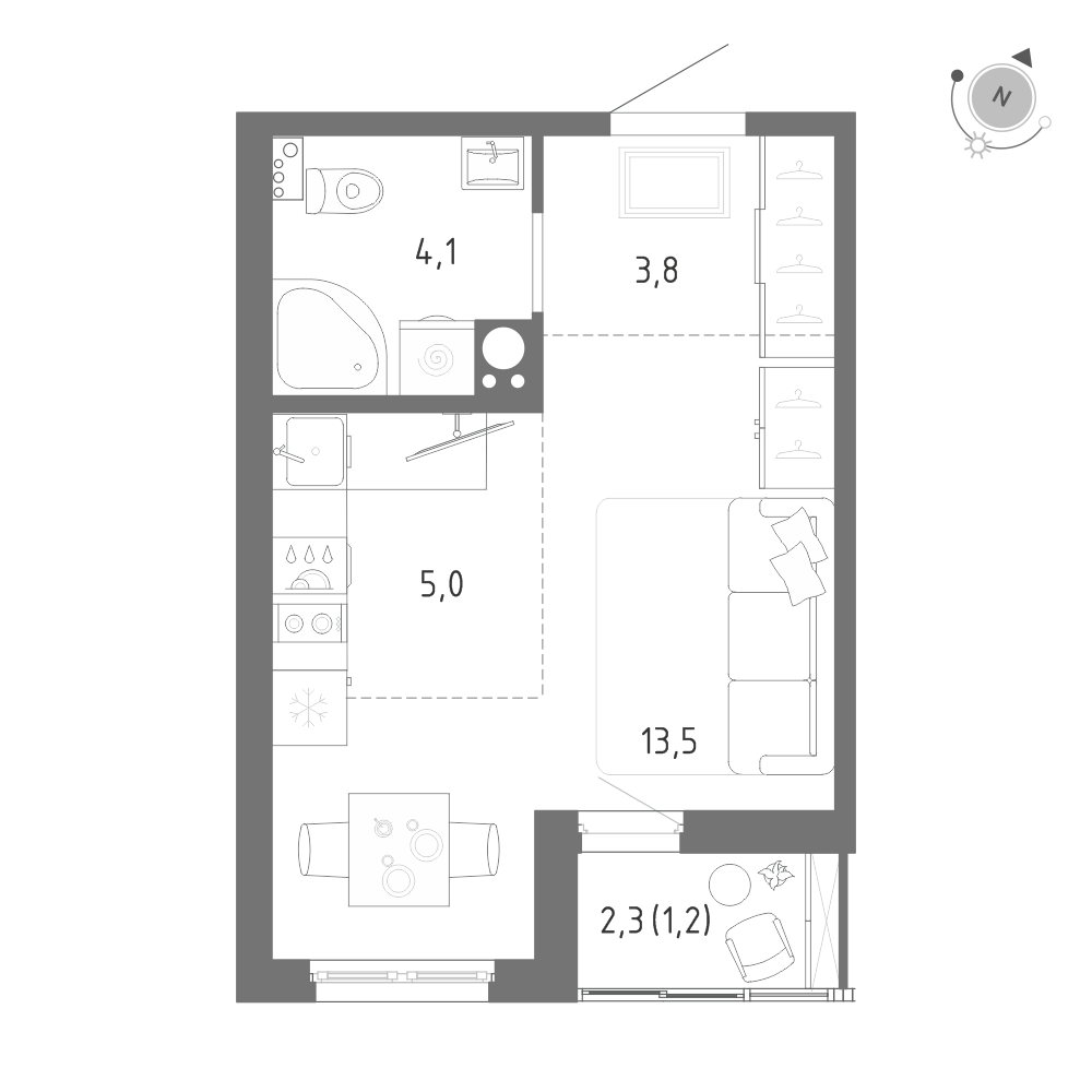 Студия 27 м2 в ЖК Клюква.Парк корпус null этаж 10